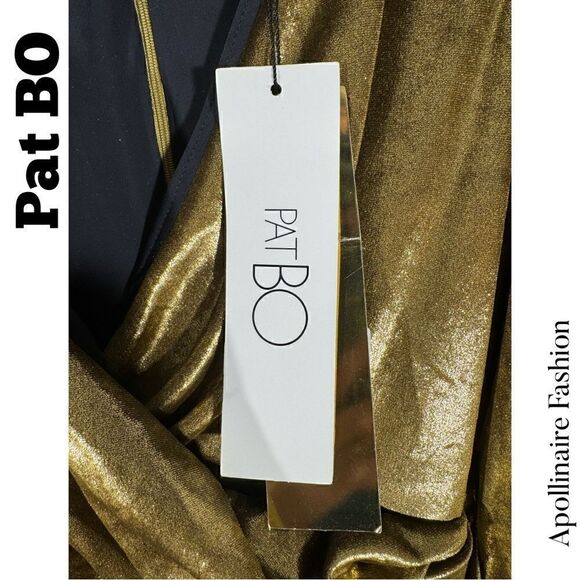 Pat BO VELVET GOLD METALLIC MINI DRESS NWT SIZE 8 - Picture 7 of 8